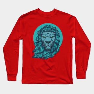 lion blue head illustration Long Sleeve T-Shirt